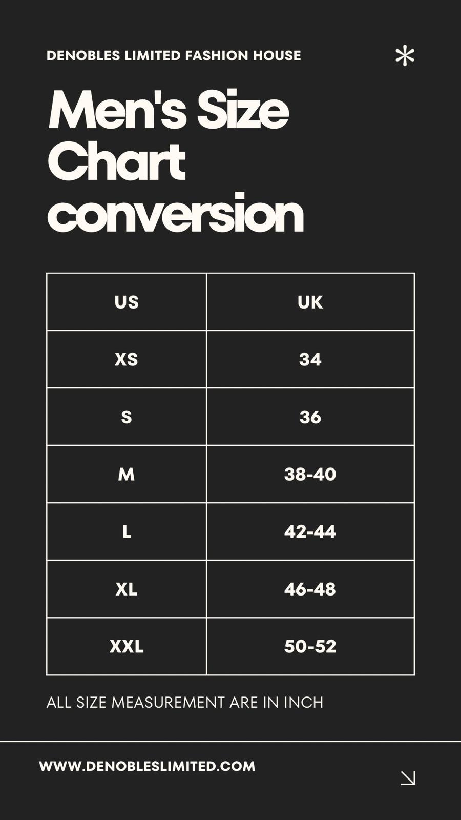 Men's size conversion