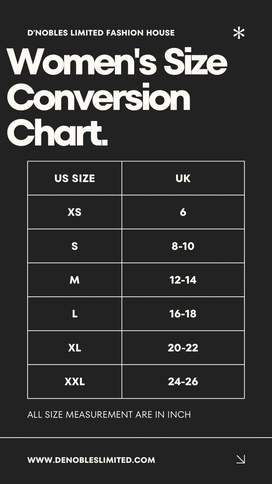 Women's size conversion